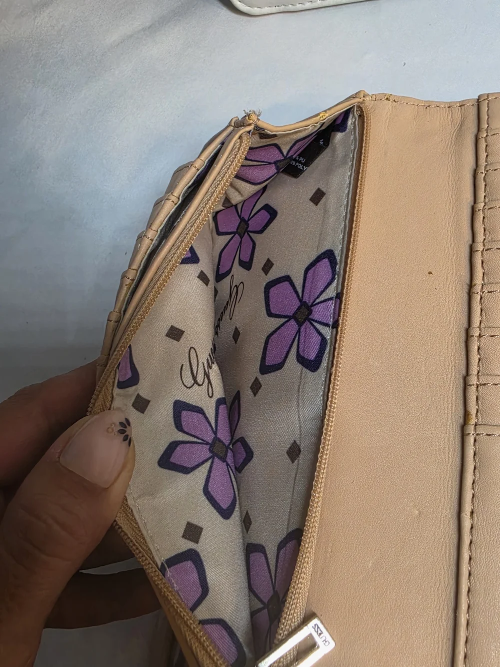 GUESS Orange Wallet with Beige Trim and Gold Accents